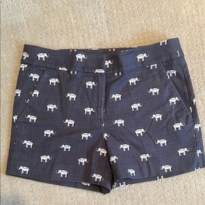 Ann Taylor Blue and White Bermuda Shorts with Elephant Print